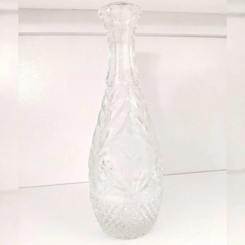 Crystal Rose Etched Vase